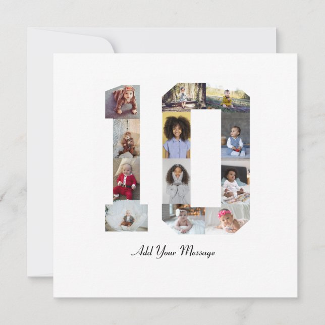Cartão De Festividades Colagem de Fotos Número 10 (Frente)