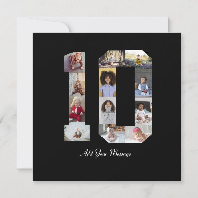 Cartão De Festividades Colagem de Fotos Número 10 (Frente)