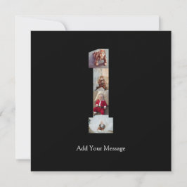 Cartão De Festividades Colagem de Fotos Número 1 em Preto e Branco