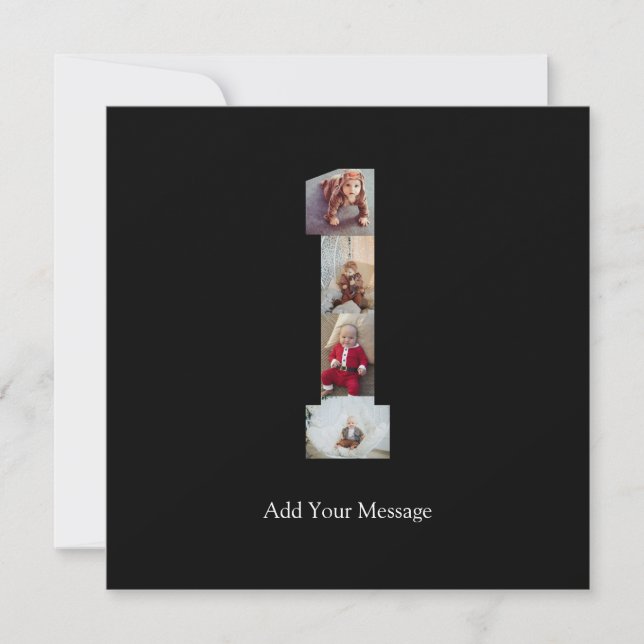 Cartão De Festividades Colagem de Fotos Número 1 em Preto e Branco (Frente)