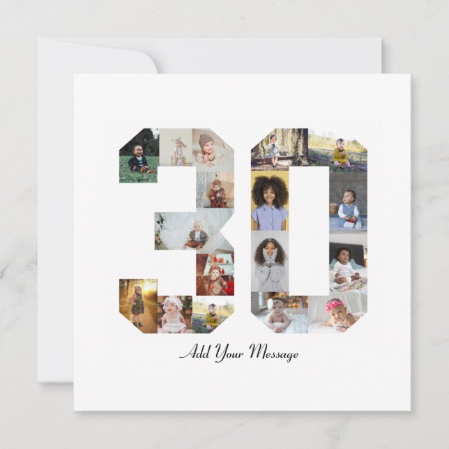 Cartão De Festividades Colagem de Fotos Número 30 (Frente)