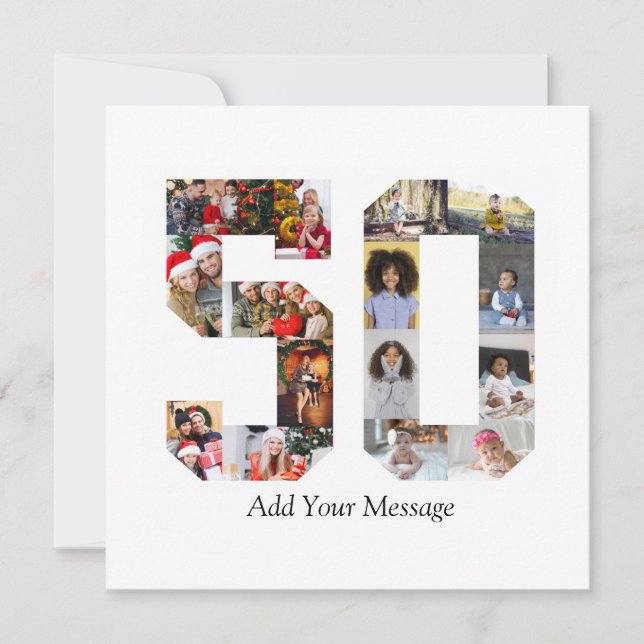 Cartão De Festividades Colagem de Fotos Número 50 (Frente)