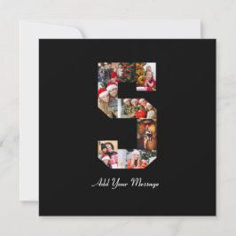 Cartão De Festividades Colagem de Fotos Número 5 Preto e Branco
