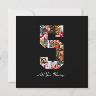 Cartão De Festividades Colagem de Fotos Número 5 Preto e Branco
