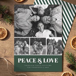 Cartão De Festividades Colagem de Fotos Paz e Amor com Listras de Bala -