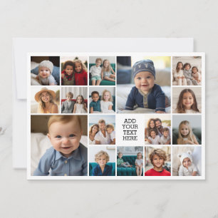 Cartão De Festividades Colagem de Fotos Personalizada 17 - texto branco e