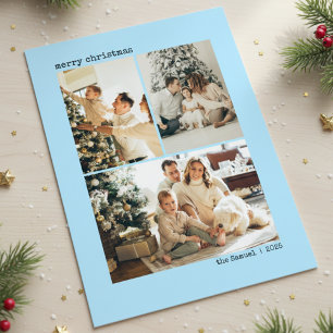 Cartão De Festividades Colagem de Fotos Personalizada 4 Família Cor de Pr
