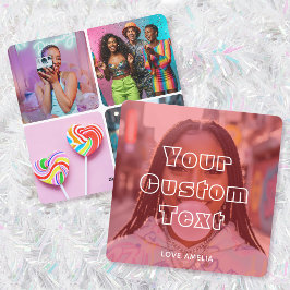 Cartão De Festividades Colagem de Fotos Personalizada Moderna com Texto F