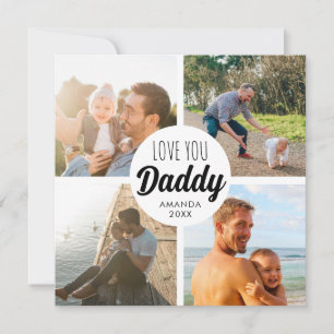 Cartão De Festividades Colagem de Fotos Personalizadas 'Papai' Amor Fofo