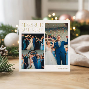 Cartão De Festividades Colagem de Fotos Quadrada Casados e Alegres