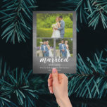 Cartão De Festividades Colagem de Fotos Rustic Wood Casada e Feliz<br><div class="desc">Cartão russo de férias de madeira. Colagem de fotos casadas e felizes. Fotos de modelo via Pixabay licenciadas sob CC0 e devem ser substituídas por suas próprias fotos</div>