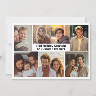 Cartão De Festividades Colagem de Fotos Simples 7 com Texto Preto Grosso