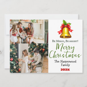 Cartão De Festividades Colagem de Fotos Simples da Família Natal Elegante