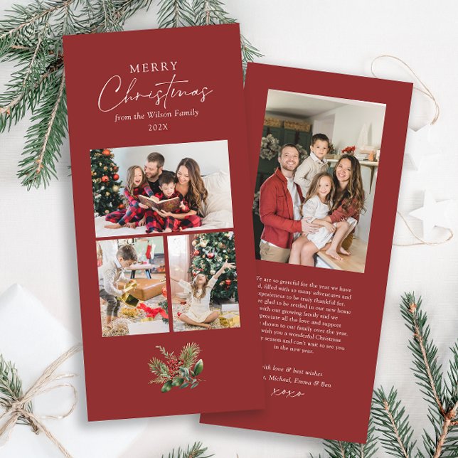 Cartão De Festividades Colagem de Fotos Simples de Feliz Natal (Customise with your own photos for a special and unique card to share with your loved ones!)