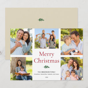 Cartão De Festividades Colagem de Fotos Simples e Elegante Feliz Natal