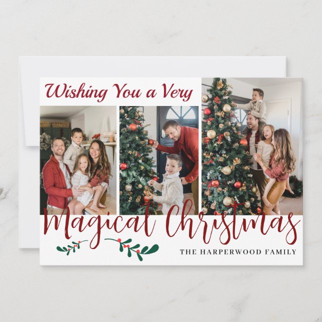 Cartão De Festividades Colagem de Fotos Simples e Moderna da Família Nata (Frente)