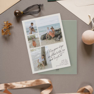 Cartão De Festividades Colagem de Fotos Simples Minimalista Alegria Verde