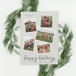 Cartão De Festividades Colagem de Fotos Simples Script Felizes Festas 5