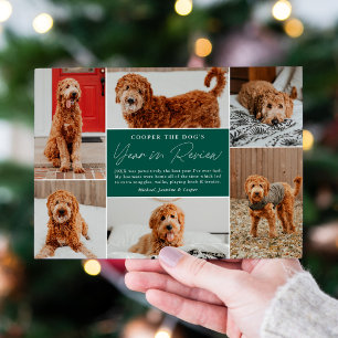 Cartão De Festividades Colagem de Fotos Verde do Ano de Pet em Revisão