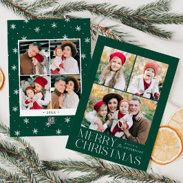 Cartão De Festividades Colagem de Fotos Verde Natal Alegre Moderno 7