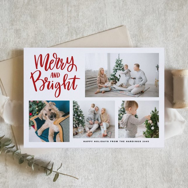 Cartão De Festividades Colagem de Fotos Vermelhas de feliz e Caligrafia B (Criador carregado)