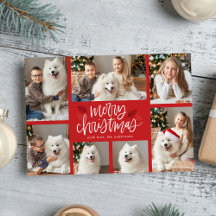 Colagem de Fotos Vermelho Natal Feliz com Letreiro