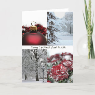 Cartão De Festividades Colagem de inverno Vermelho de Natal da tia e espo