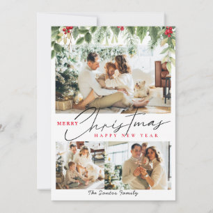 Cartão De Festividades Colagem de Natal 3 Amoras de inverno