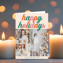 Colagem de Natal de 3 Fotos Retro Dobrada