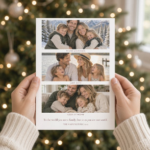 Cartão De Festividades Colagem de Natal de Três Fotos do Ano em Revisão