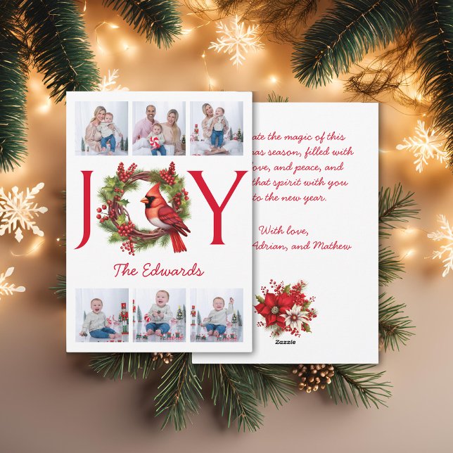 Cartão De Festividades Colagem de seis fotos | Joy Natal (Get this beautiful collage holiday card for your Christmas greetings. Buy yours now!)