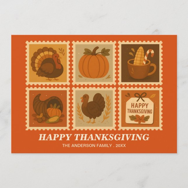 Cartão De Festividades Colagem do Carimbo de Ação de Graças Personalizado (Frente)