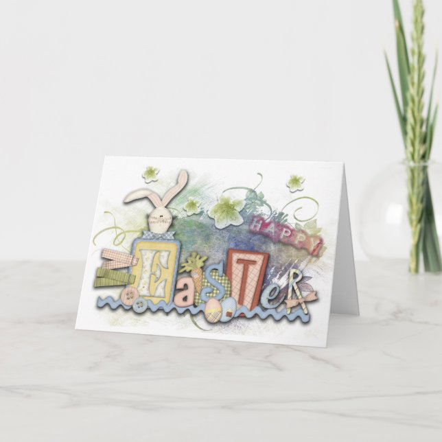 Cartão De Festividades Colagem do Primavera do felz pascoa (Frente)