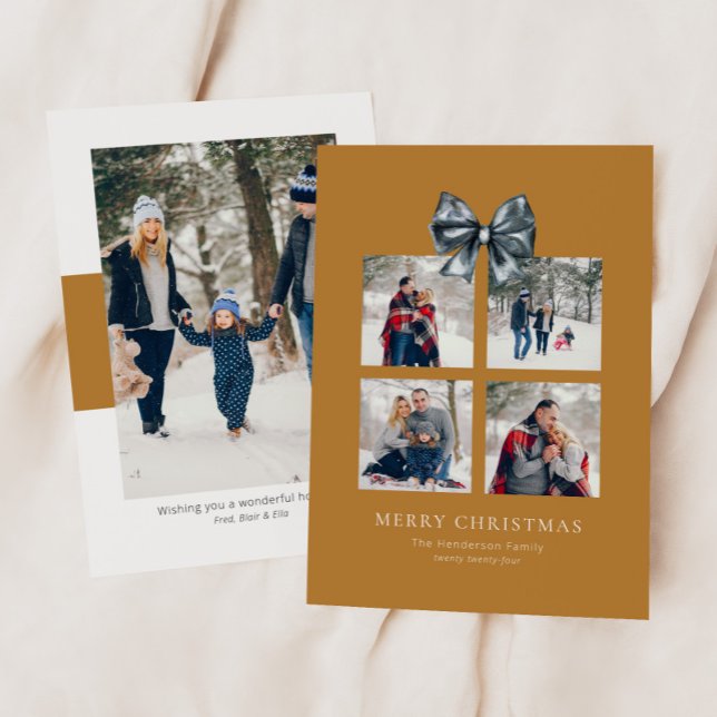 Cartão De Festividades Colagem Dourada de caixa de presentes de Natal com (Criador carregado)