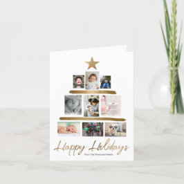 Cartão De Festividades Colagem e carta da família de árvores de Natal