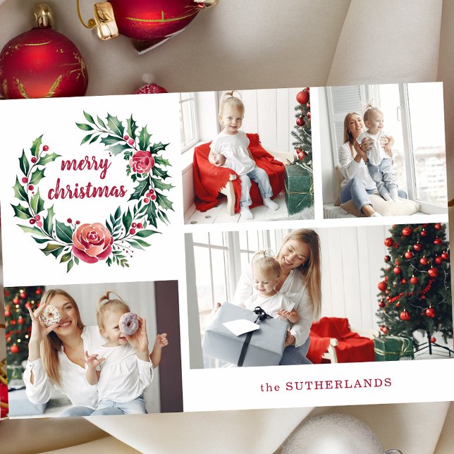 Cartão De Festividades Colagem Festiva Colorida de Foto da Frota de Natal (Criador carregado)