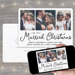 Cartão De Festividades Colagem Fotográfica de Casamento de Natal Casado<br><div class="desc">Enviar desejos de feriado alegres como novo Sr. & Sra.! Comemore o casamento como recém-casados e compartilhe três das suas fotos favoritas de casamento com um cartão de feriado "Nosso Primeiro Natal Casado" personalizado de na moda. Todo o texto desta modelo é simples de personalizar para incluir qualquer texto, como...</div>