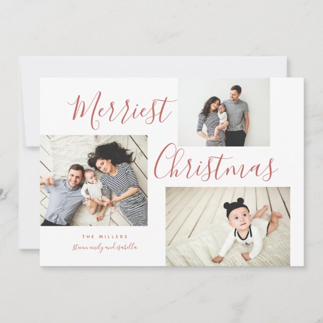 Cartão De Festividades Colagem Fotográfica de Natal 3 Merriest (Frente)