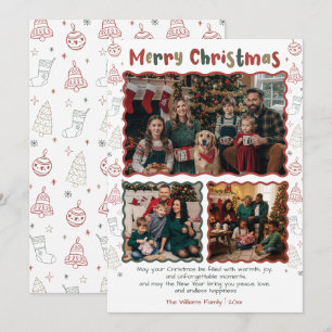 Cartão De Festividades Colagem Fotográfica de Natal de Porodle Desenhada