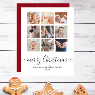 Cartão De Festividades Colagem Moderna de Fotos da Família Feliz Natal