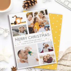 Cartão De Festividades Colagem Múltipla de Fotos Minimalista Moderna