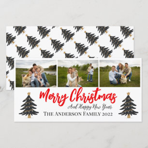 Cartão De Festividades Colagem Personalizada de 3 Fotos com Árvores de Na