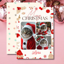 Colagem personalizada de 3 fotos, natal meowy
