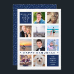 Cartão De Festividades Colagem Personalizada de Foto Moderna de Hanukkah<br><div class="desc">Esta placa plana foi projetada para segurar até 12 fotos de sua família, animais de estimação ou aventuras do ano passado. Perfeito para aqueles anos em que tanto aconteceu, você não pode destacar apenas um evento! Alternativamente, você poderia escolher muitas imagens de uma ocasião. O exemplo inclui 10 fotos e...</div>