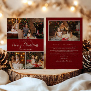 Cartão De Festividades Colagem russa de 5 fotos Família Feliz de Natal