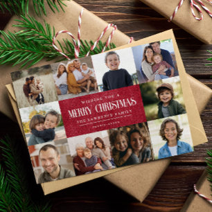 Cartão De Festividades Colagem Rustic Red Winter Christmas 10 Photos