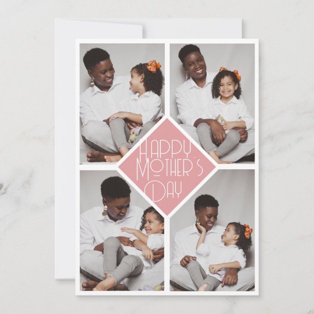 Cartão De Festividades Colagem simples da família de fotos do dia de as m (Frente)