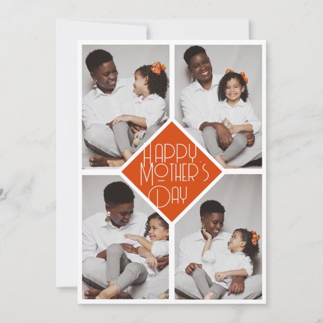 Cartão De Festividades Colagem simples da família de fotos do dia de as m (Frente)
