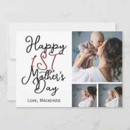 Cartão De Festividades Colagem Simples de Três Fotos do Primeiro Dia das 