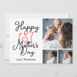 Cartão De Festividades Colagem Simples de Três Fotos do Primeiro Dia das 